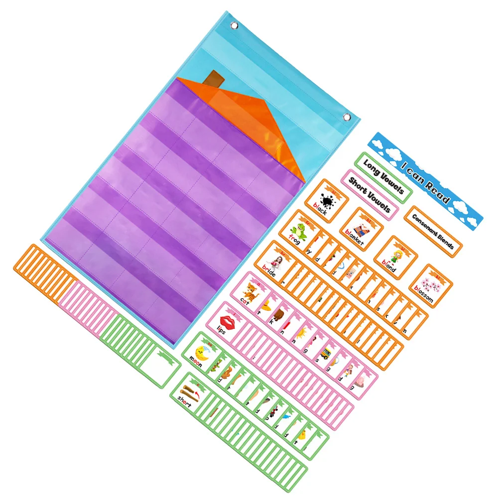 

1Set Hanging Pocket Chart Letter Cards Alphabet Learning Cards for Kids Early Education Spelling Memory Skill Development