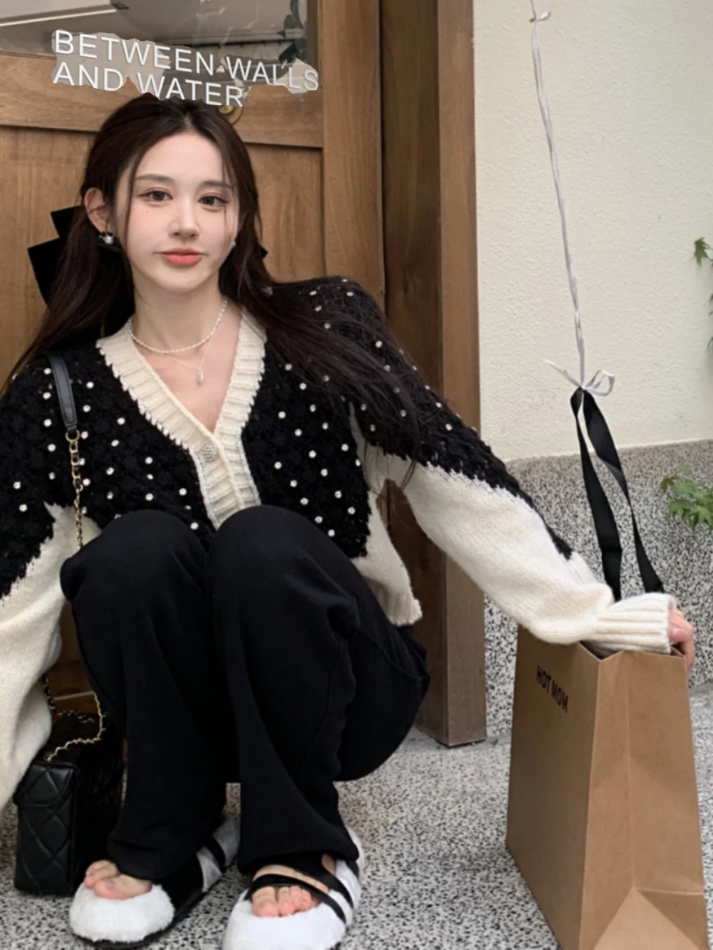 Soft Cozy Bla Knitted Sweater Jaet Lazy Cardigan Design Sensation Retro Sle Women's Faion Commute Slim Fit Long Sv...