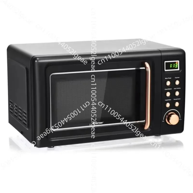 700W Retro Desktop Microwave Oven with 5 Micro-power and Automatic Cooking Functions