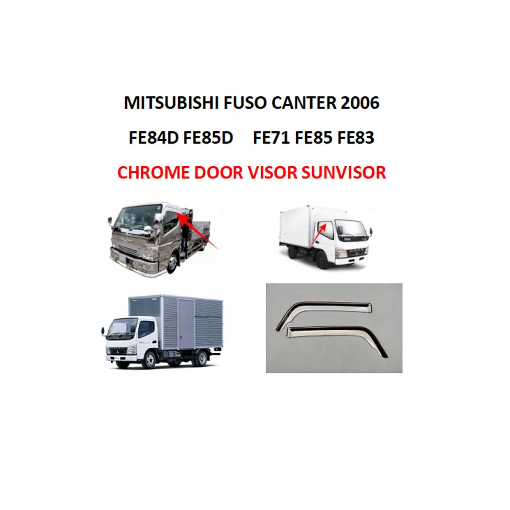 FDONG 1 Set 2 Pcs Chrome Door Visor Sunvisor 100.5cm for MITSUBISHI FUSO CANTER 2006 FE84D FE85D  FE71 FE85 FE83