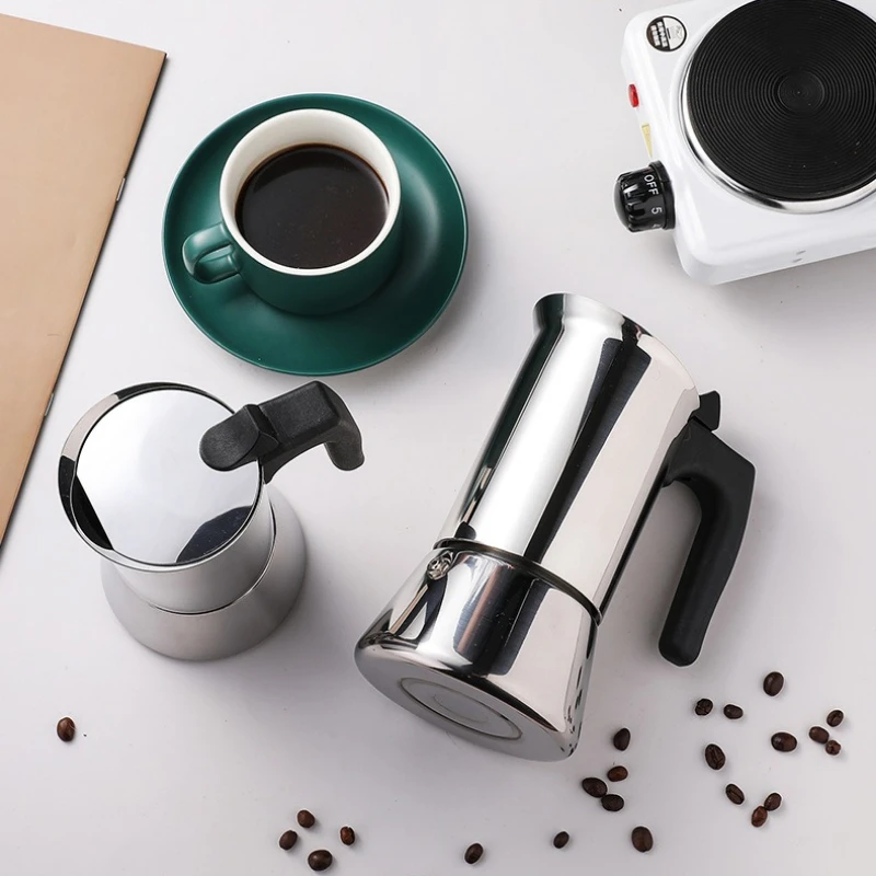 

Мока-горшок 【4/6 чашек 】 Портативный кофейник из нержавеющей стали 304 с итальянской кофеваркой Индукционный кофейник Мока