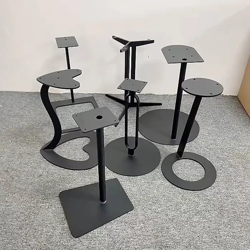 Customized simple rock slab dining Carbon steel coffee table feet support feet Round
