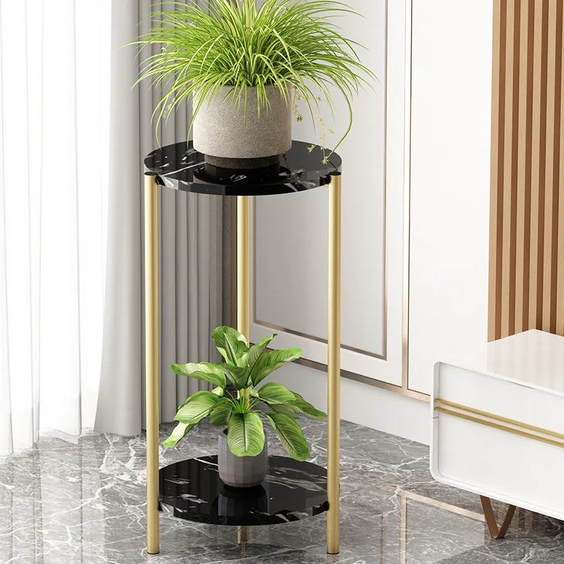 Minimalist Light Luxury Floor-Standing Flower Rack Living Room Plant Shelf Succulent Stand Balcony Flower Pot Holder