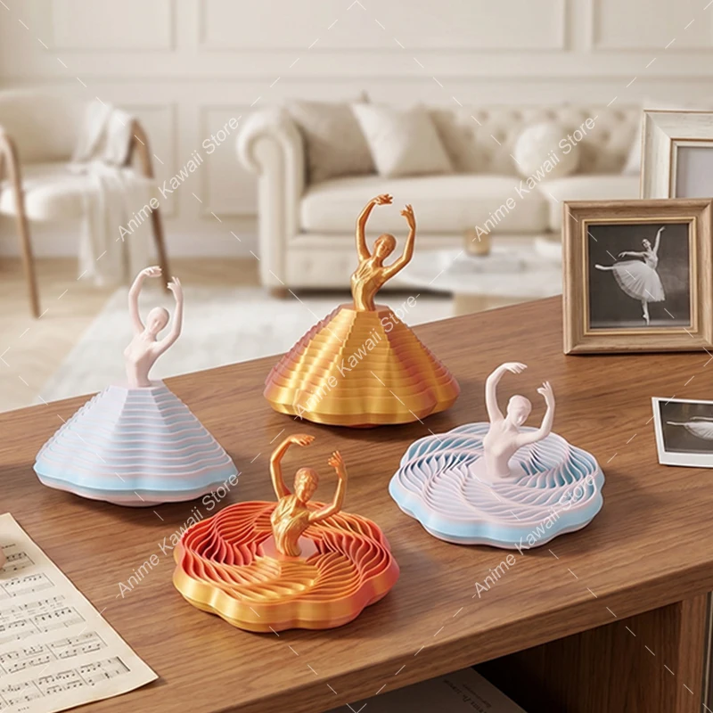 3D Printed Expanded Sensory Fidget Spinning Ballerina Visual Illusion Gradient Rotating Polygons Ornaments Stress Relief Toy