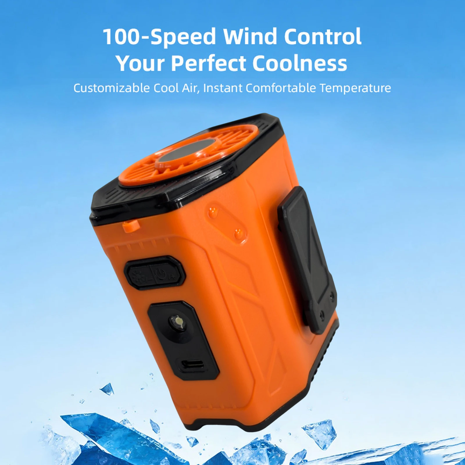 Rechargeable Waist Clip Fan 100 Gears Strong Cooling Hanging Neck Fan USB Wearable Belt Silent Fans for Outdoor Work Travel