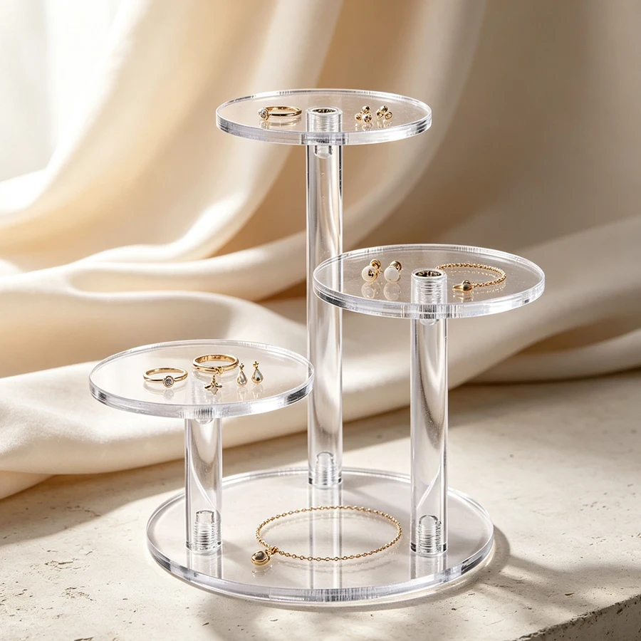 Acrylic Clear Jewelry Ring Display Stand Storage Removable Holder Perfume Doll Blind Box Display Holder Shelf Organizer