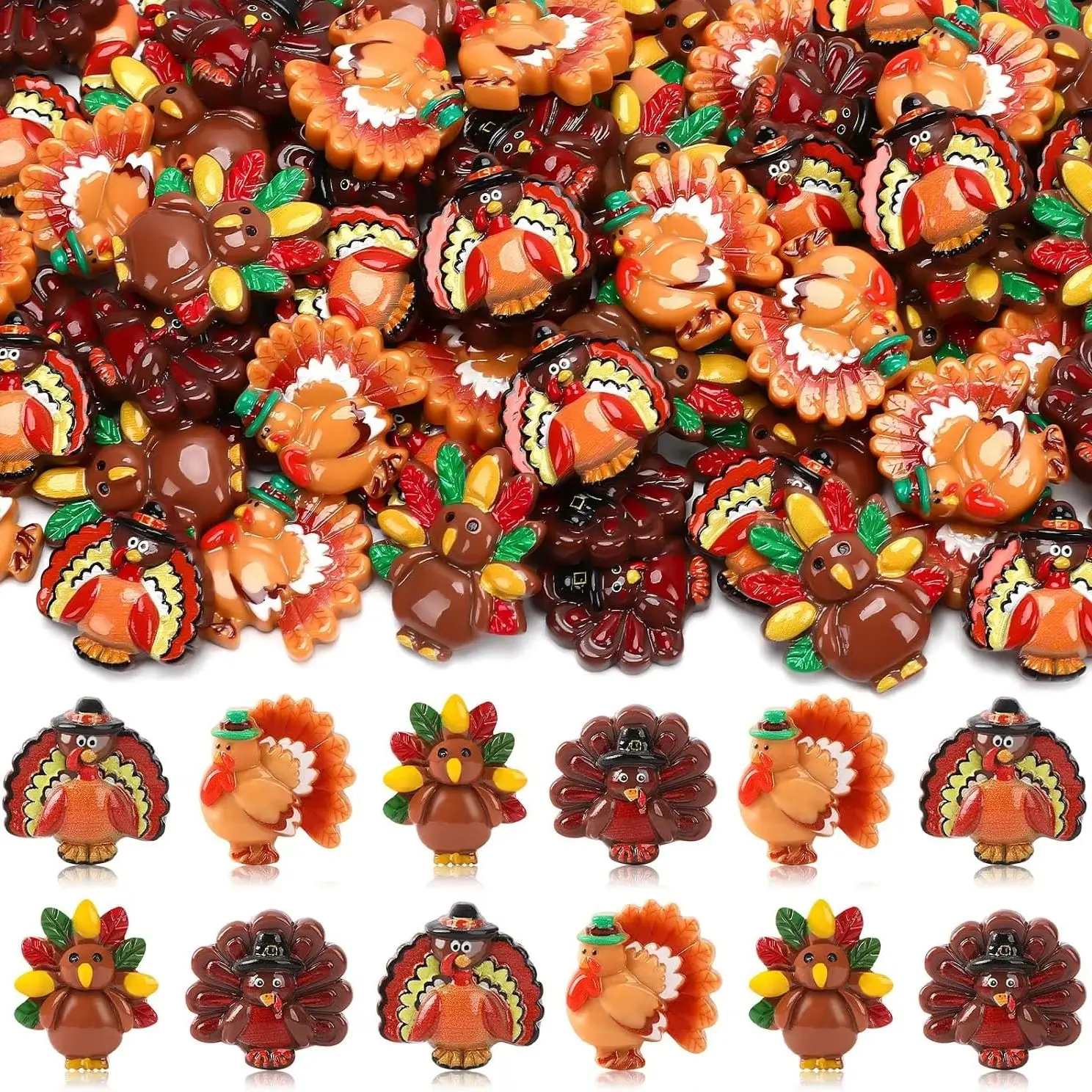 12 Stück Mini-Truthähne aus Kunstharz für Bastelarbeiten, Herbst- und Erntedankfest-Figuren – Detail 4