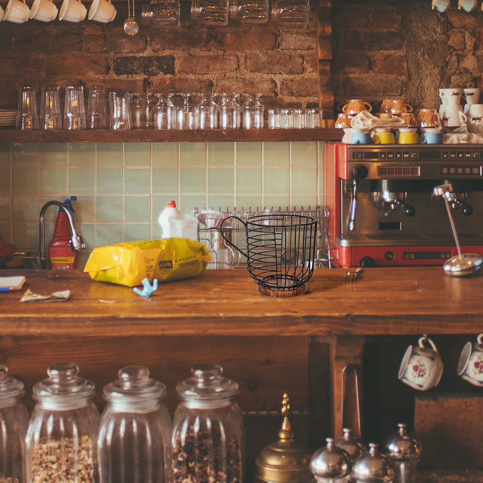 

Coffee Storage Basket Holder for Home Office Kitchen Fruit Snacks Organizer Countertop Display Practical Metal Wire Storage