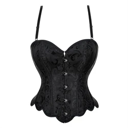 Black Adjustable Straps Overbust Corset Bustier Shapewear Outfit Waist Trainer