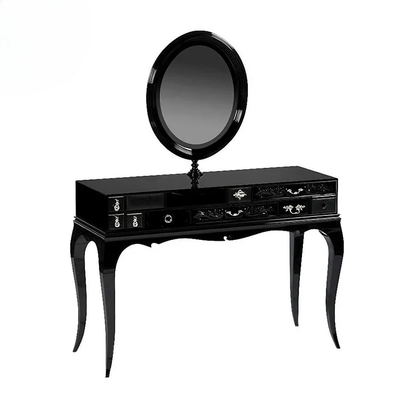 Luxury high-end creative solid wood dresser villa bedroom designer light luxury mirror makeup table