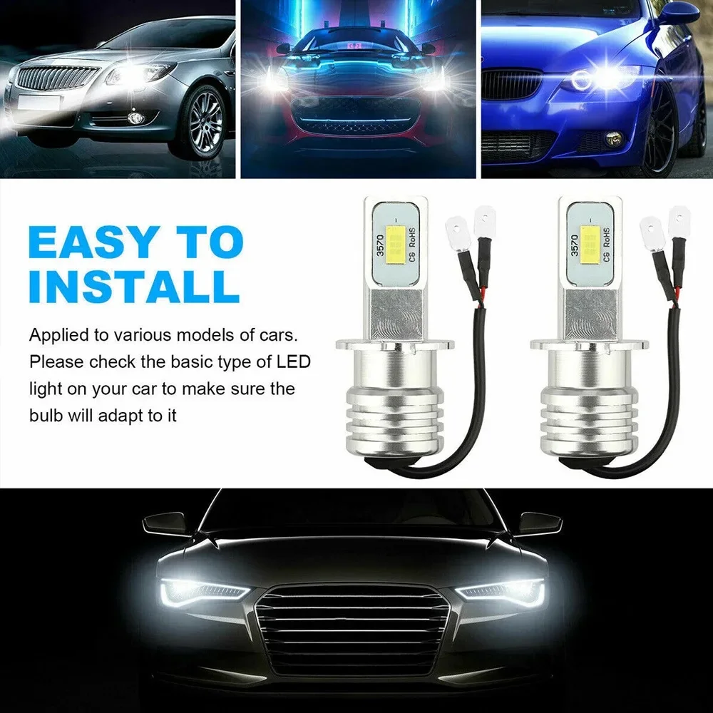 H3 LED Fog Light Bulbs Conversion Kit White Yellow Ice Blue Headlight Bulbs 3000K 6000K 12000K Auto LED Light