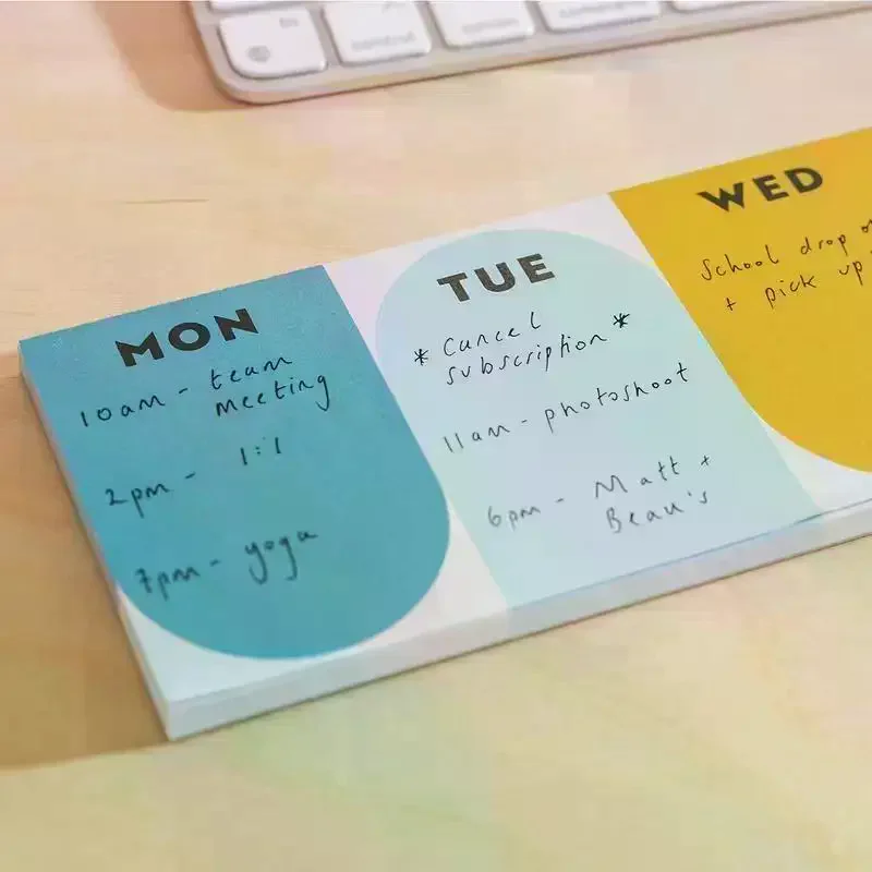 50 Sheet Daily Memo Pad Rainbow Weekly Planner Tear Off Notepad To Do List for Holiday Travel Itinerary Planning