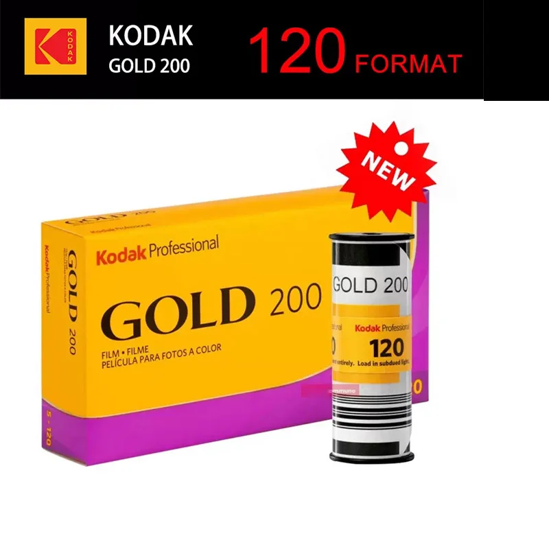 

Оригинальная классическая цветная отрицательная пленка Kodak Gold 200 Professional IOS 200 с портретным пейзажем Filme 120 мм (дата поговора 12,2024 г.)