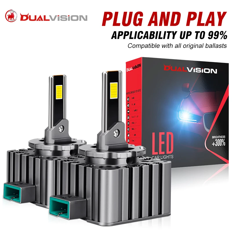 

Dualvision D1S D3S D8S Светодиодная фара HID D2S D4S Светодиодная фара D1R D2R D4R Лампа 1000000LM Ксеноновая турболампа Canbus 6000K Plug&Play
