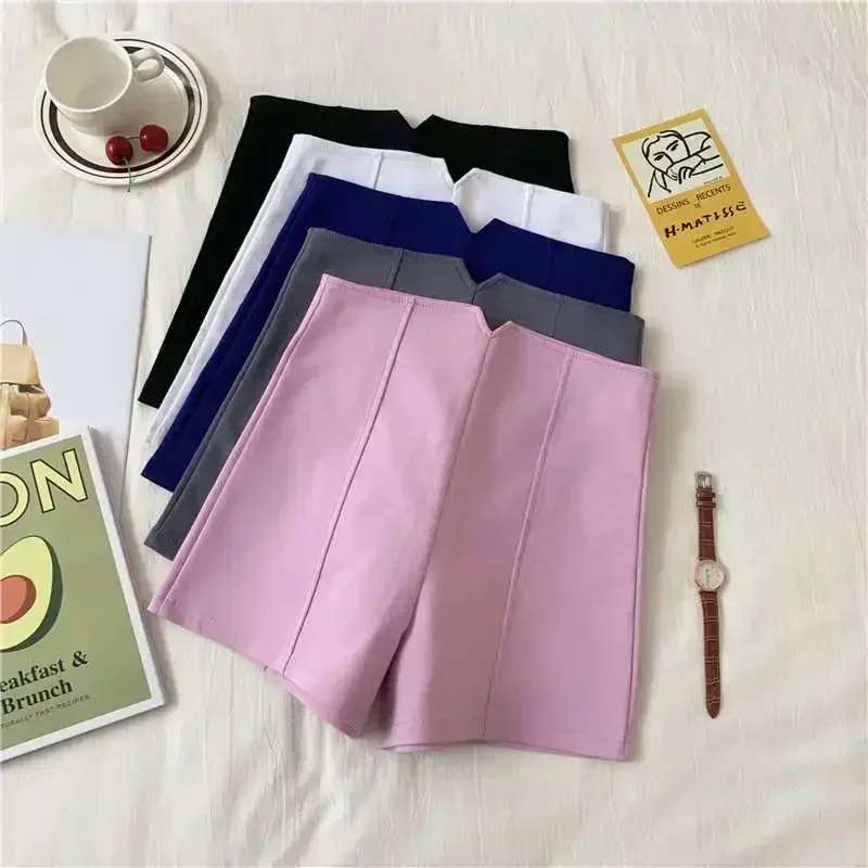 Blanc noir rose taille haute costume Shorts pour femmes mince Mini court Femme été Shorts femmes décontracté jambe large bureau Shorts C6287