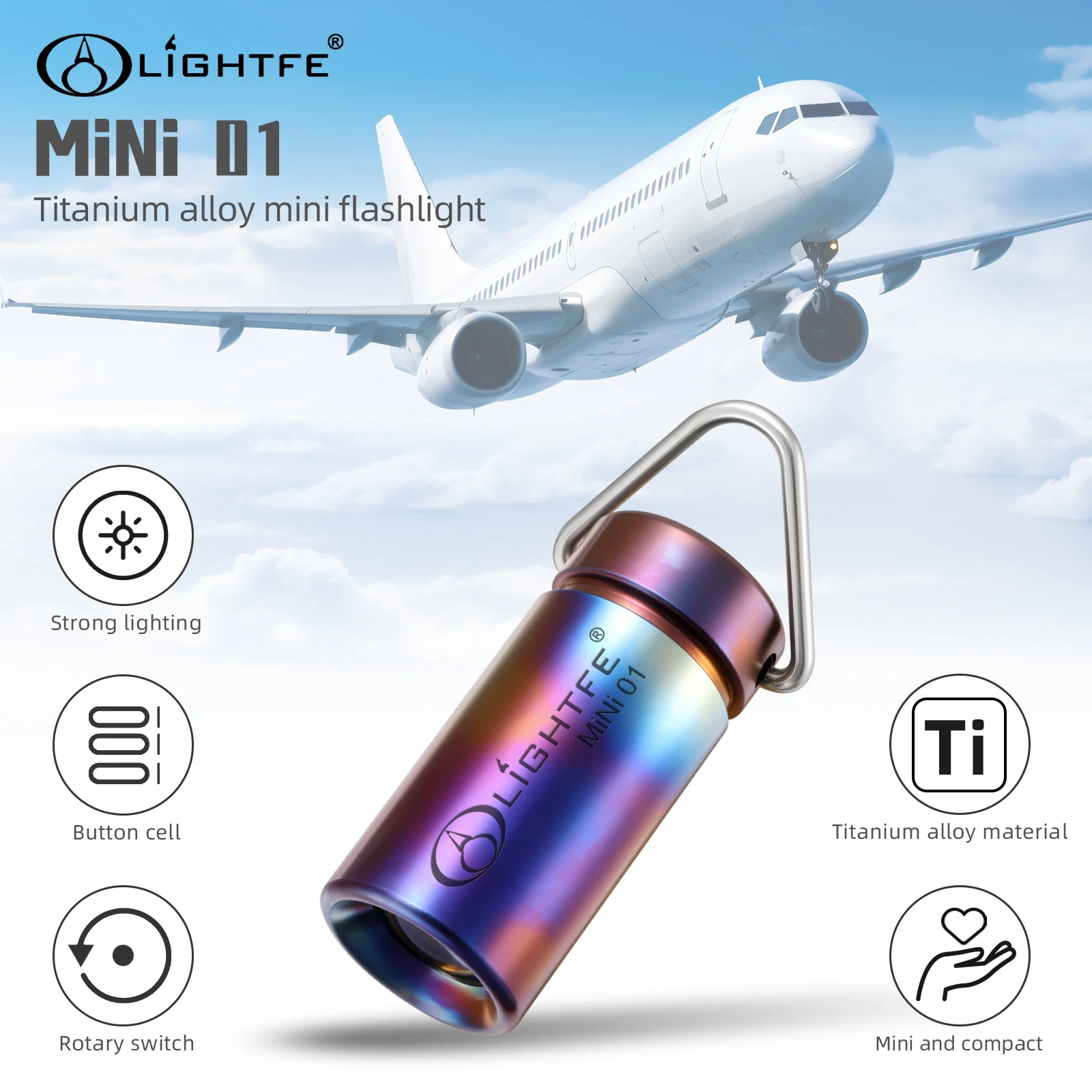 

65g Titanium Mini Keychain LED Flashlight - IPX7 Waterproof, 1.5m Drop Resistant, 25mm Ultra-Compact for Camping/Hiking/Emergency Strong Lighting
