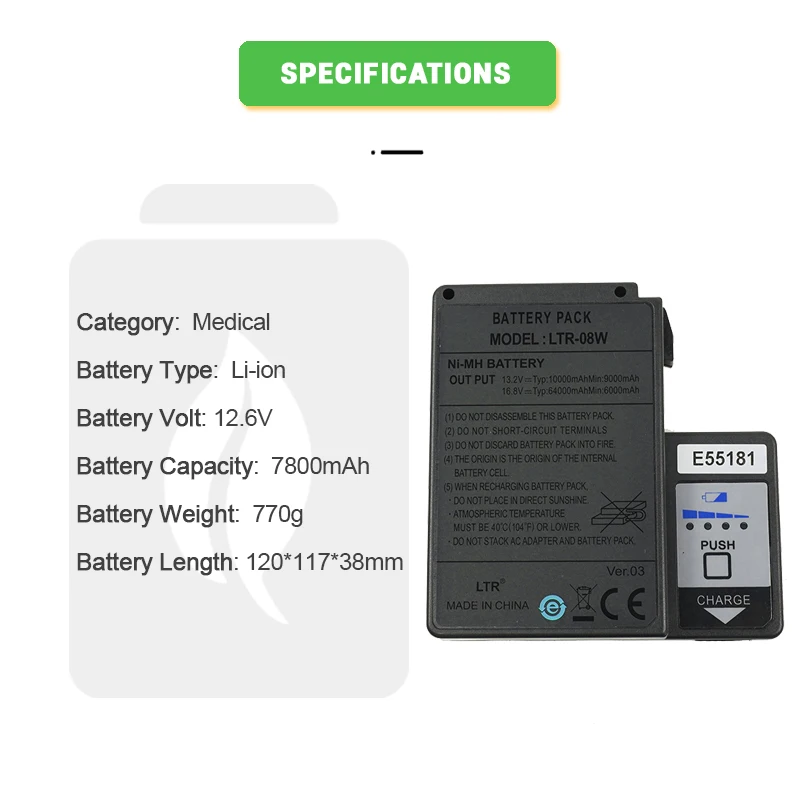 Ni-MH 13.2V 4000mAh BTR-08 12.6V 7800mAh Replacement Med ical Li-ion Battery for Fu ji kur a FSM-60S FSM-60R FSM-18S FSM-18R