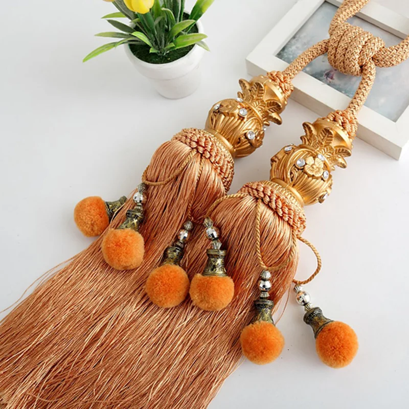 Curtain Rope European double ball curtain buckle strap hanging ball hook Tassels Tie Backs Curtain Accessories home Decoration