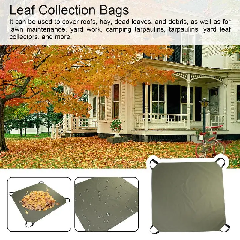 Leaf Collector Bag Foldable Reusable Leaf Bag Four Point Folding Leaf Collector Oxford Cloth Waterproof For Garden Yard Leaf