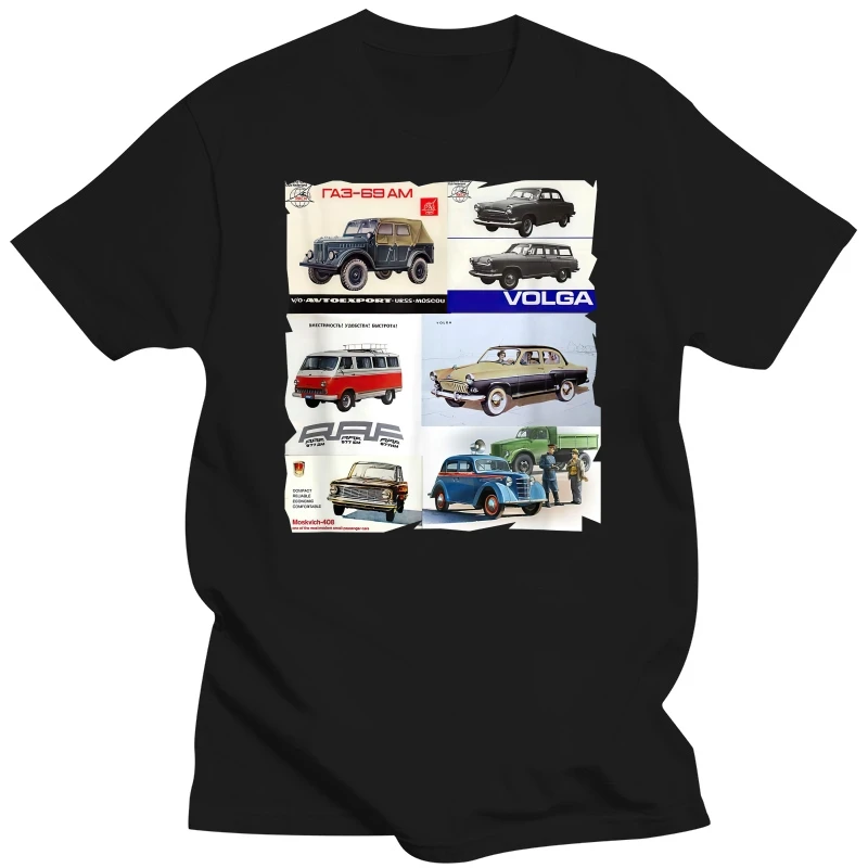 Soviet Car Shirt Gaz Raf Latvija Volga Moskvich Gift  New Brand Clothing Custom Special Print Men Photo T Shirts