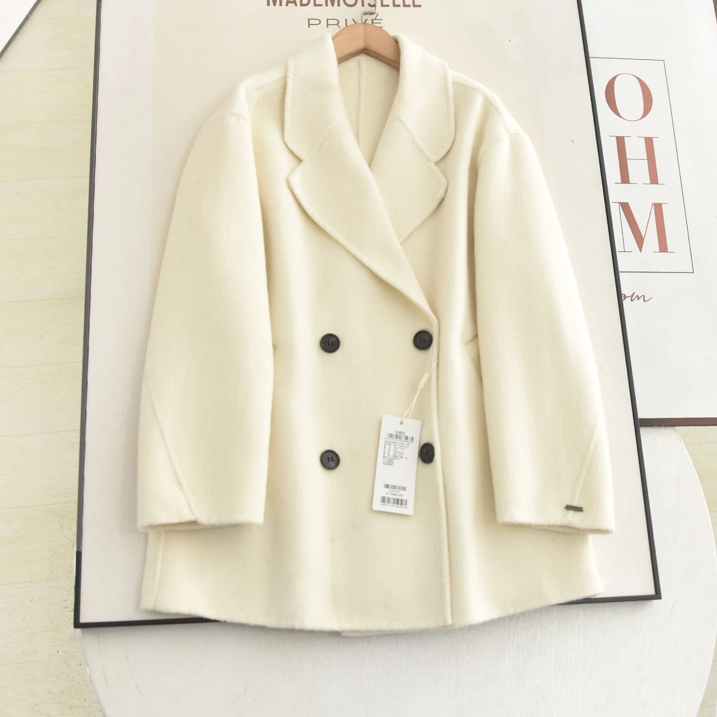 

Premium Wheat Series Woolen Coat Double-sided Khaki Loose Fit Ele Sle Women's Faion Outerwear for Autumn Winter