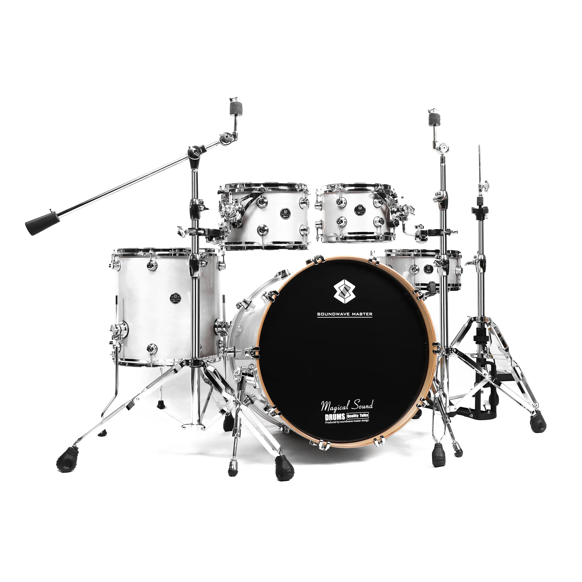 Professional Pure White Drum Set, Suitable for Schools and Music Institutions, Durable and Long-lasting