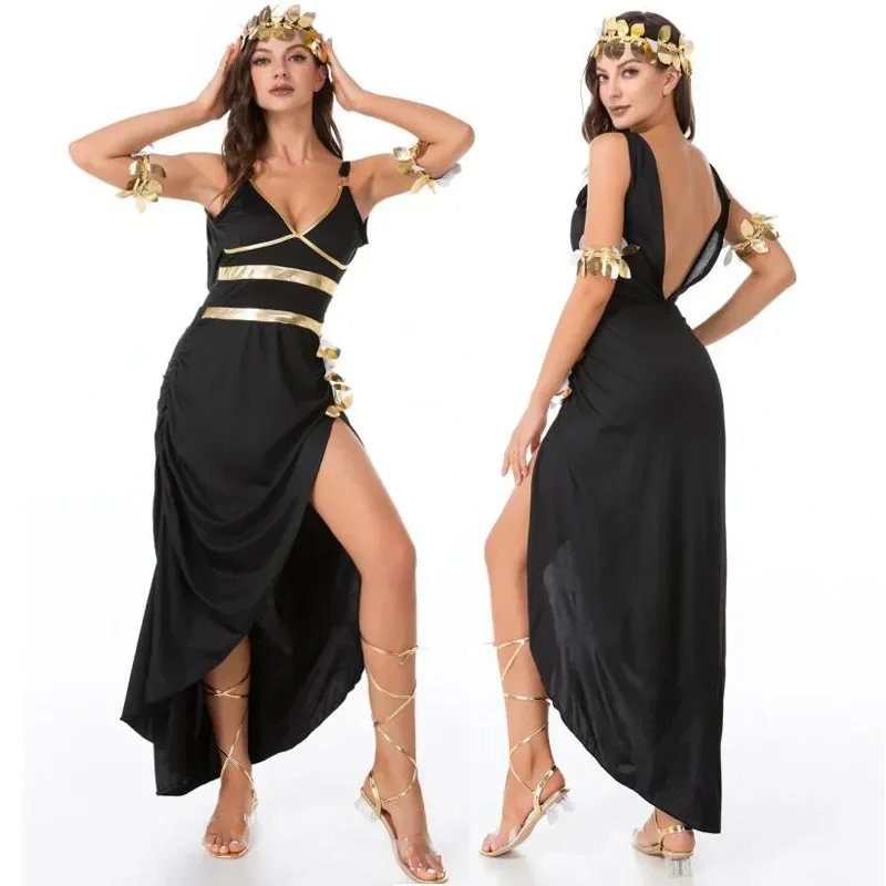 2025halloweenEgyptian Cleopatra Princess Costume Outfits Ladies Roman Toga Robe Greek Goddess Medieval Dress Fancy Costume