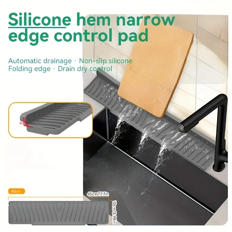 Foldable Silicone Sink Splash Guard Narrow Edge Drain Pad For Kitchen Sinks Bathroom Sink Protector Silicone Sink Splash Guard