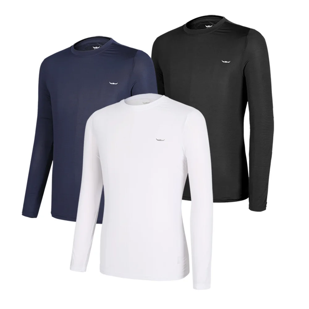 [Super Discount][3 Pieces] Bfl Ice-Bag Men's Back Mesh Cooling Round Long Sleeve T-Shirt (Kp4Wo1Lt041M)