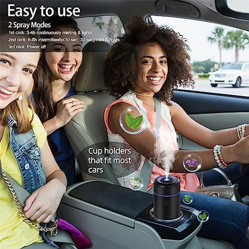 popop Car Diffusers for Essential Oils,USB Scent Diffuser, Aromatherapy Oil Diffusers, 7 Color for Car,Home,Travel,White
