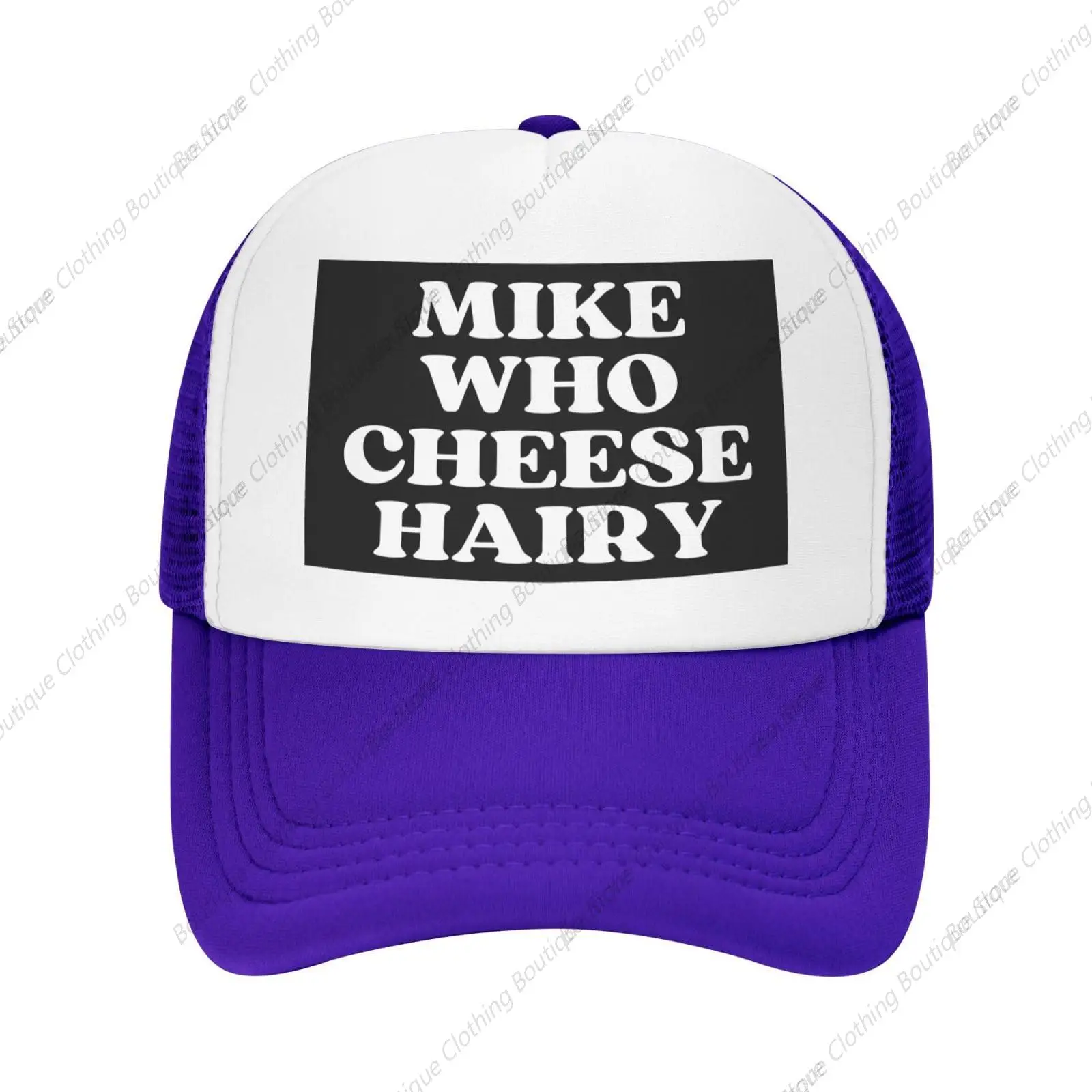 Mike Who Cheese Hairy Mesh Hat Men Women Trucker Hat Baseball Cap Dad Gift Purple