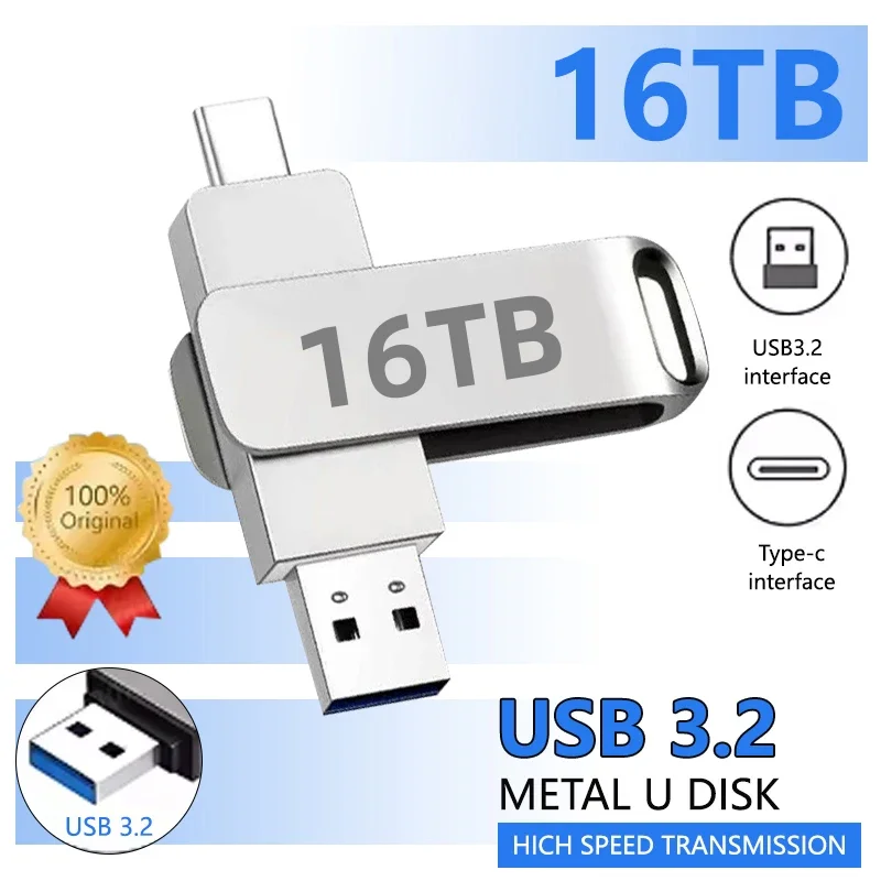 USB 3.2 16TB USB Flash Drive Memory Type-c 2-In-1 8TB 16TB OTG Pendrive 4TB High Speed Flash Disk 2TB For Computer Laptop