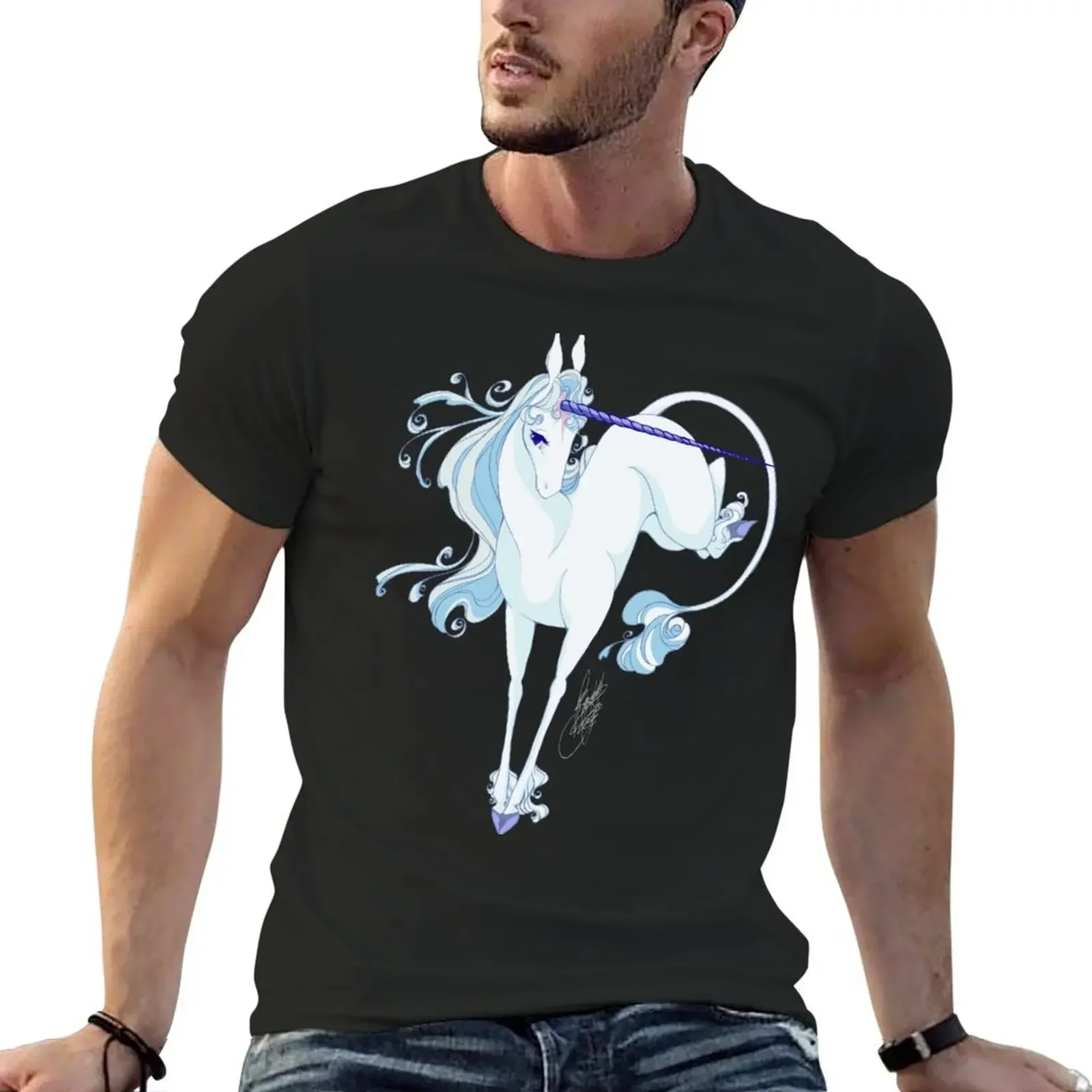 The Last Unicorn Try To Go Home Single Version Graphic Print Men T-shirt Anime Custom Casual Tee