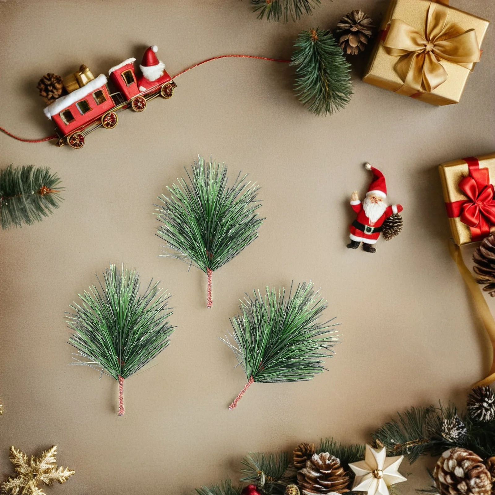 

24pcs Christmas Tree Decoration Artificial Pine Branches 7x5cm Picks for Centerpieces Bouquets Arrangements Photo Props