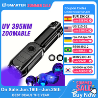Portable UV Flashlight UV395NM Zoomable ABS Torch 3 Modes Camping Ultraviolet Flashlights For Pet Stacks Fluorescent Detection