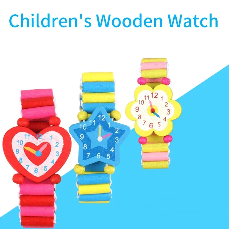 1 Cute Wooden Wristwatches Nice Cartoon Crafts Bracelet Watches Handicrafts Toys for Kids Learning Education Party Favors