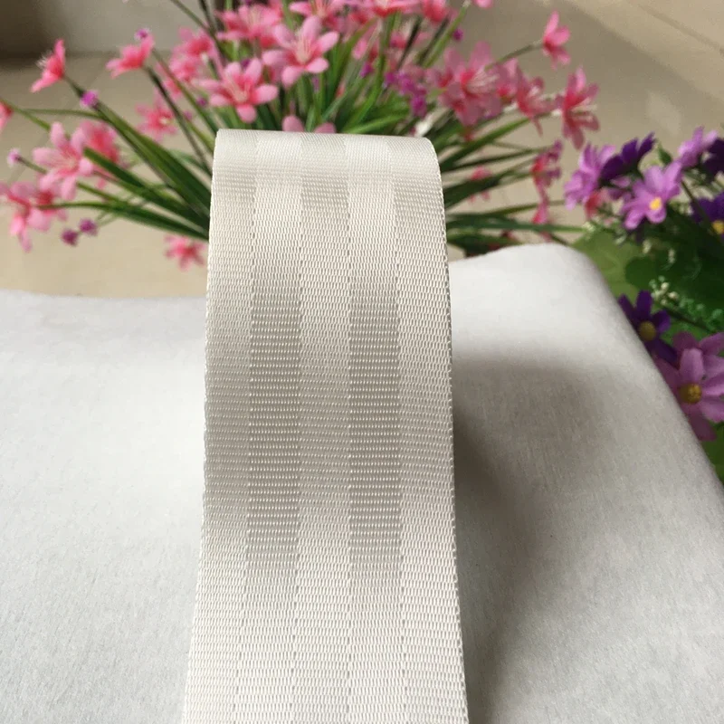 White racing Belt car seat accessories Auto safety  Polyester webbing racing seat belt 3.5 to 30 Meter/roll for front rear row