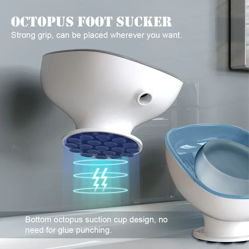 Super Suction Cup Dish Self Draining Kithcen Sponge Container Bathroom Holder Soap Box Drain