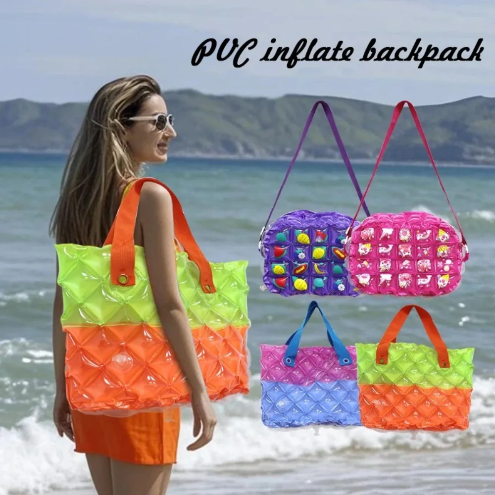 Seaside Vacation Pvc Stamp Inflatable Crossbody Bag Go Out Play Waterproof Handbag Family Travel Large Capacity Shoulder Bag view 2