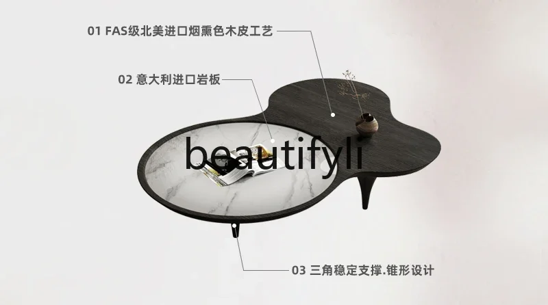 Designer special-shaped coffee table high-end art minimalist rock slab personalized tea table