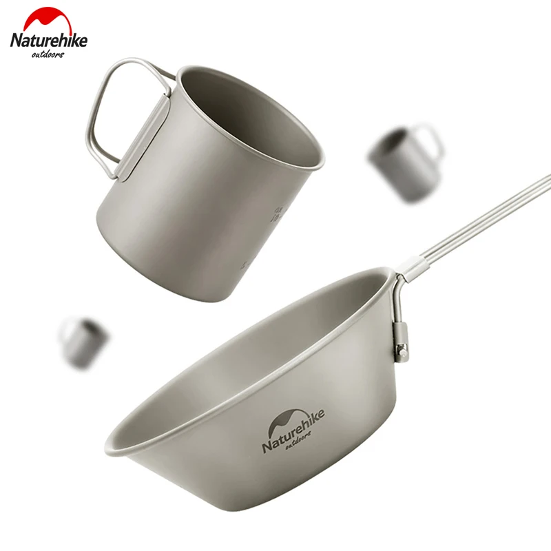 Naturehike Titanium Mug Utensil Kitchen Equipment Cooking Pot  Outdoor Travel Picnic Tourist Camping Tableware Titanium Bowl Cup
