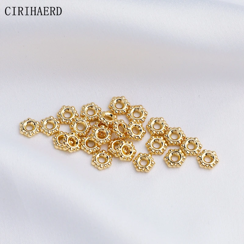 4/6/8mm Jewelry Beads 14K Gold Plated Snowflake Spacer Piece Beads For Subsidiary Materials Bracelet Jewellery Making Supplies