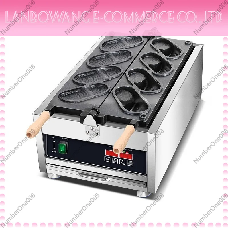 Electric Bubble Waffle Maker Non-stick Heating Hole Shoe Shape Waffle Iron for Korean Japanese Bakery Street Food Business Stall