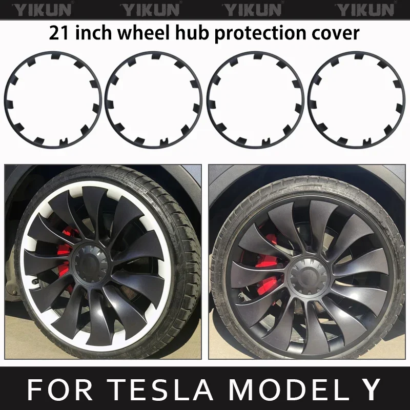 Para Tesla Model Y 21 pulgadas llanta protección del cubo de la rueda ABS cubiertas protectoras de la rueda accesorios Auto Exterior parche