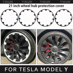 Für Tesla Modell Y 21 Zoll Felge Radnabe Schutz ABS Rad Schutz Abdeckungen Zubehör Auto Außen Patch Protektoren 2018-2024