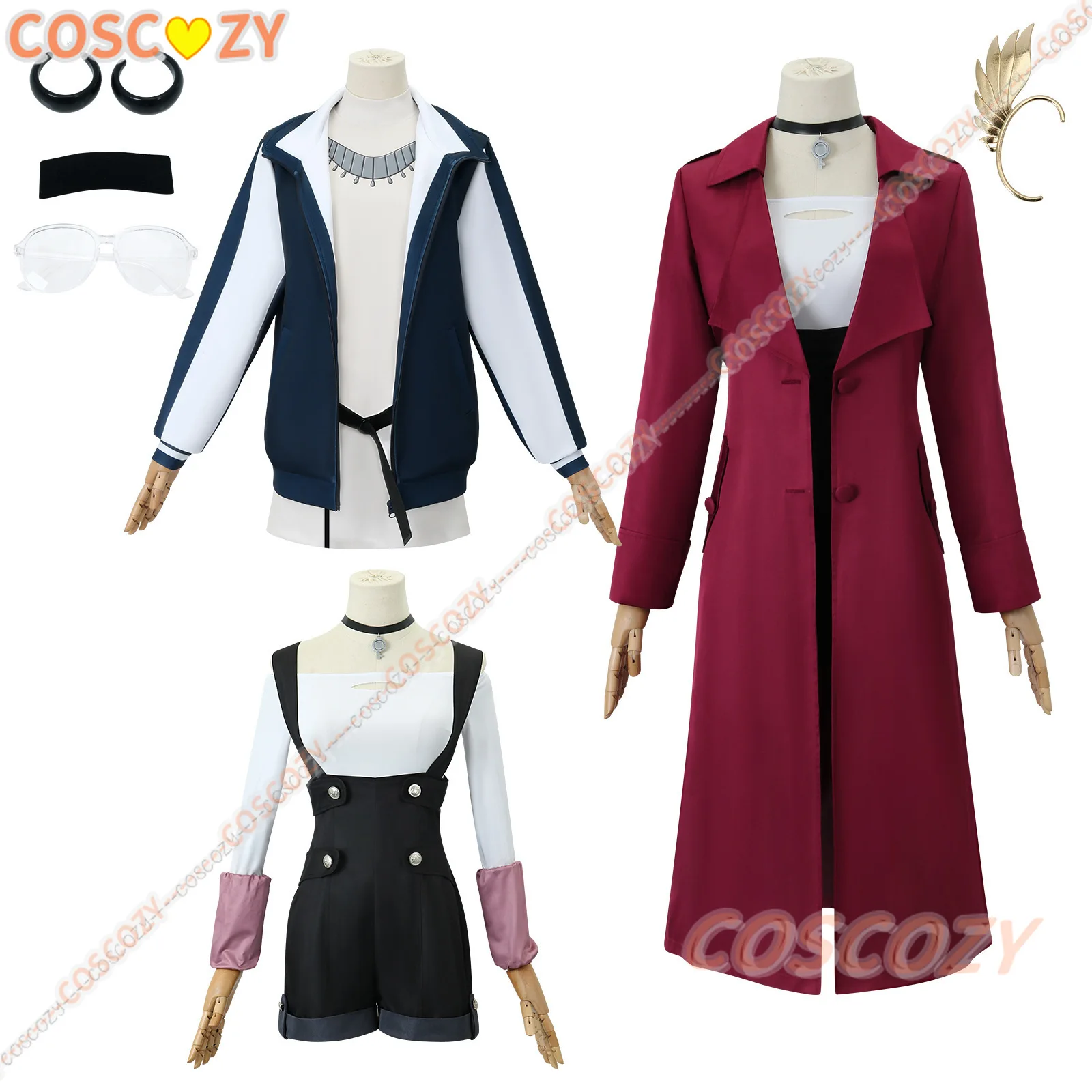 

Anime Metallic Rouge Naomi Ortman Rouge Cosplay Costume Jacket Uniform Ear Clips Headwear Glasses Set New Cosplay Costume