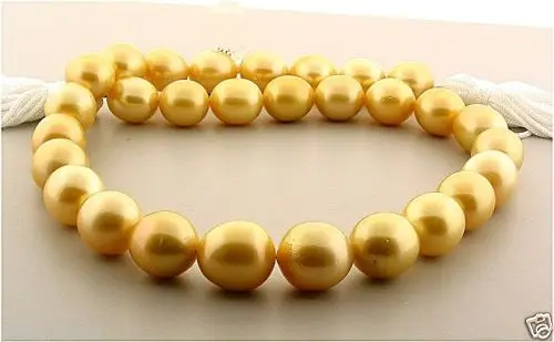 free shipping Tremendous Sweater chain Beautiful Huge Genuine 16mm Gold South Sea Shell Pearl Necklace jewelry 45cm