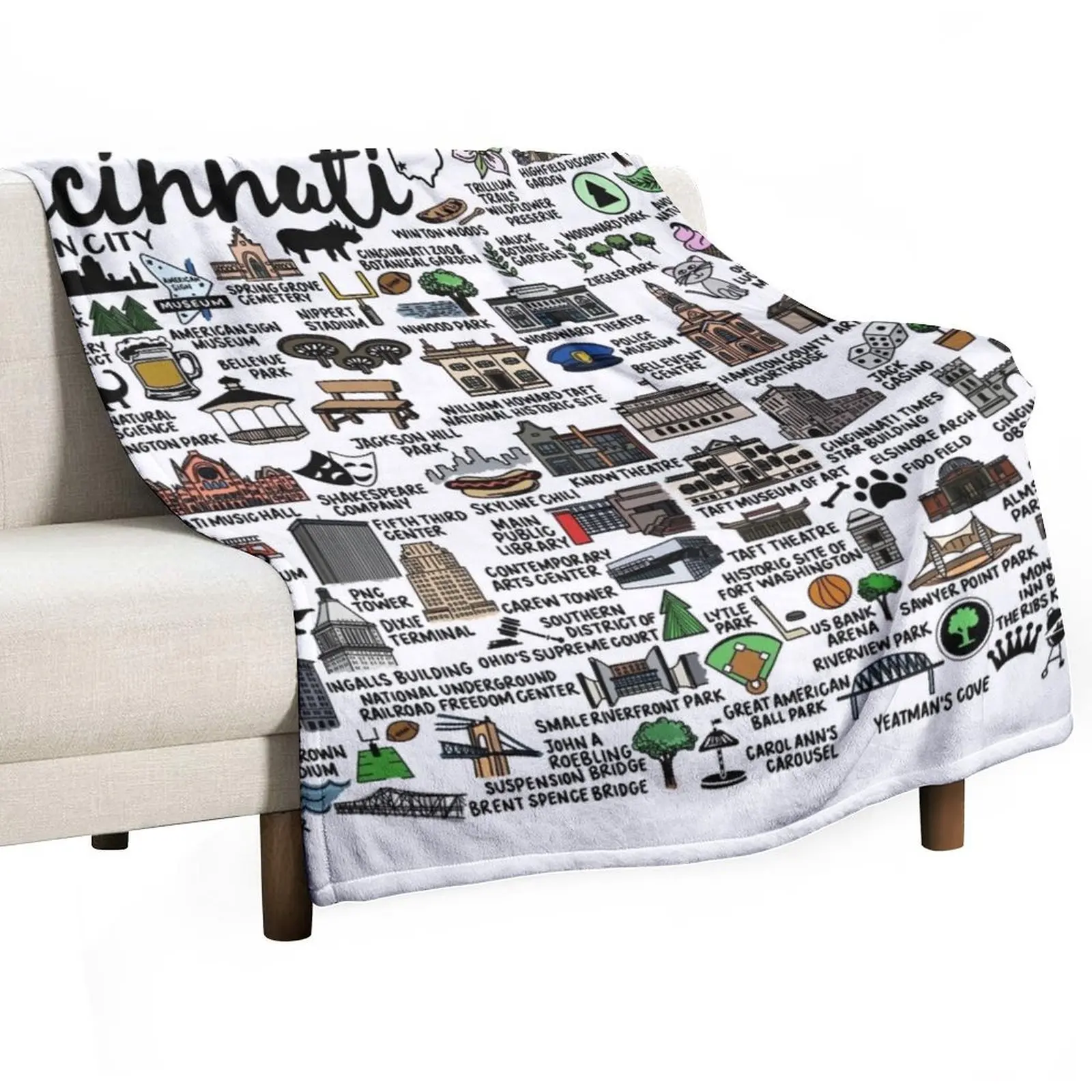 

Cincinnati Ohio Map Throw Blanket christmas gifts Sofa Blankets