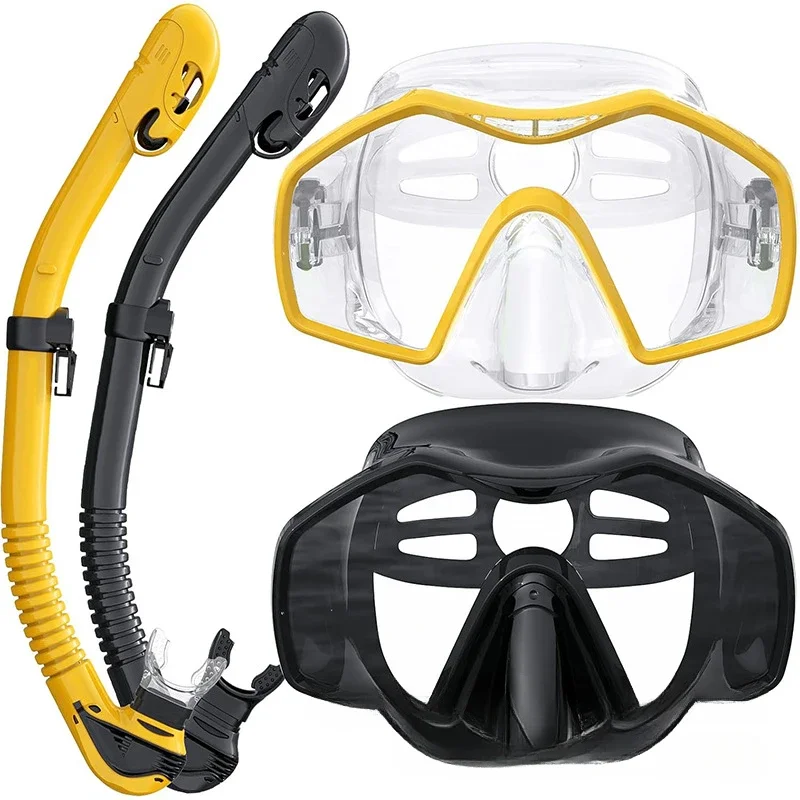 New diving goggles set, snorkeling set, tempered glass diving goggles, full dry breathing tube, two sets of parent-child packs