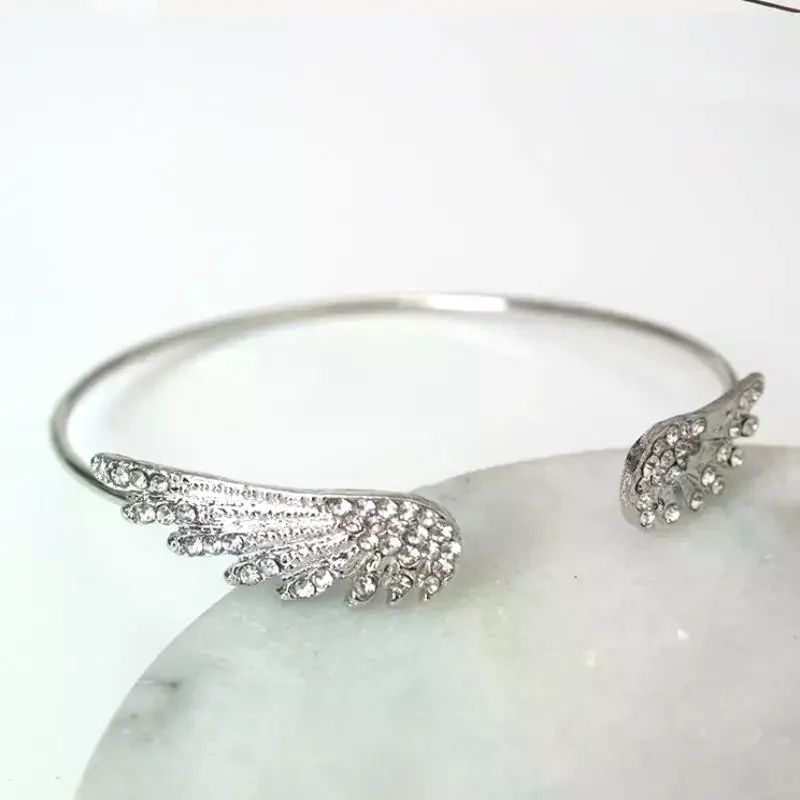 Angel Wings Silver Color Open Bracelet For Women Trendy Accessories Simple Adjustable Bangle Party Jewerly Gift